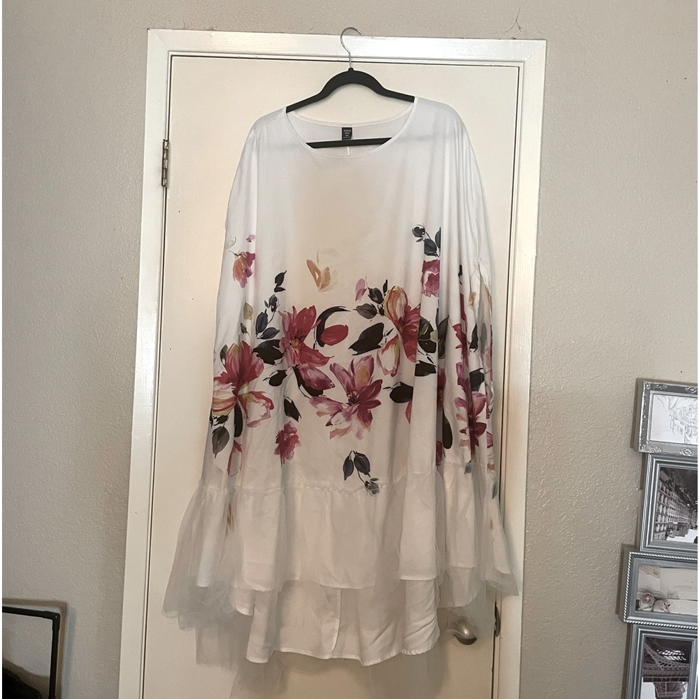 White floral tank dress